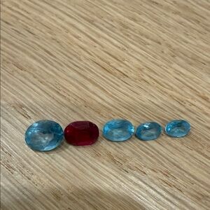 Blue and Red Gemstone Set
